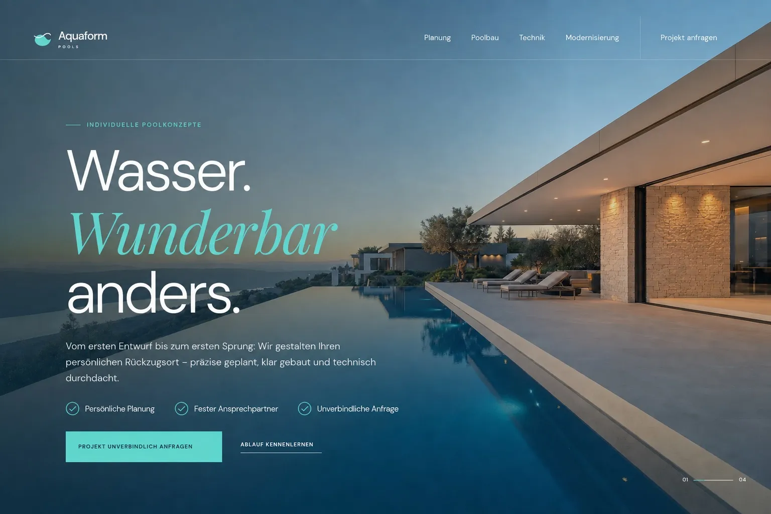 Website-Design für Poolbau