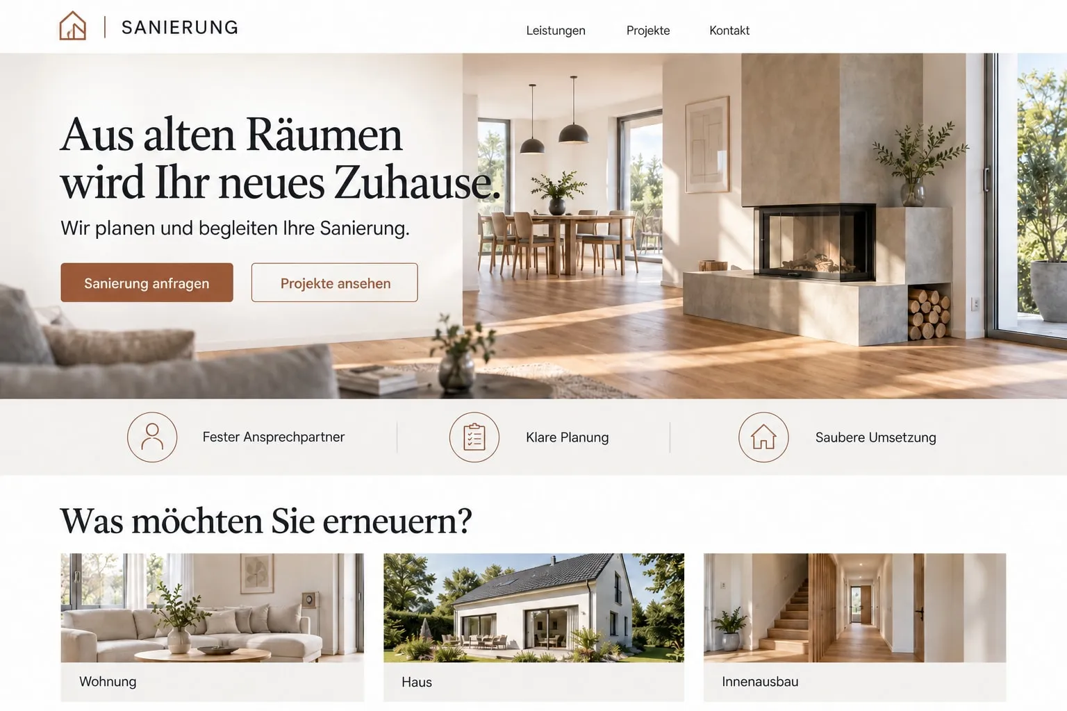 Website-Design für Sanierung & Innenausbau
